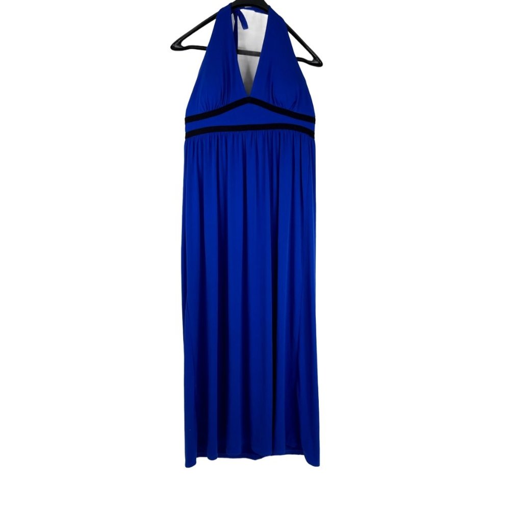 Womens Blue and Black Halter Maxi Dess Size: L